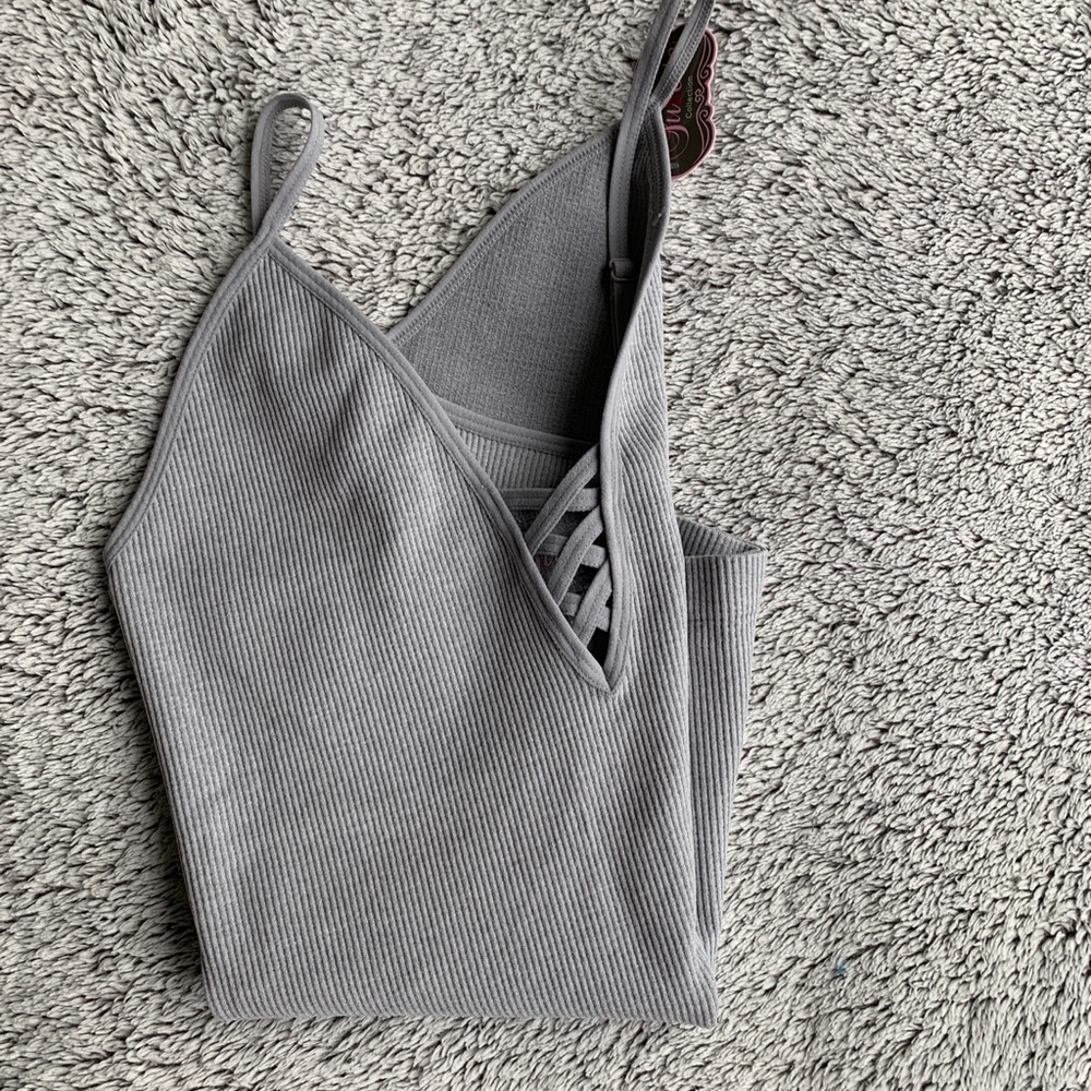 NWT Lace Front Cami in Heather Grey - Picture 5 of 7